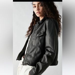 Free people Emma shrunken leather jacket size large